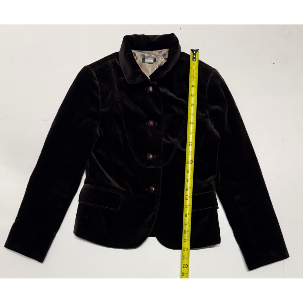 J.Crew Womens Dark Brown Cotton Velvet Blazer Jacket Size 6P Petite RN73888